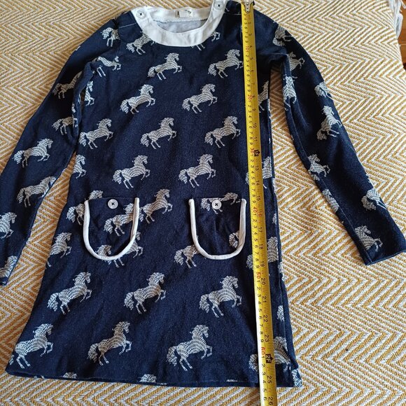 Hatley Navy Blue Horses Casual Girl's Dress Size 8 - Picture 6 of 9